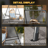 Outsunny Hammock Chair Stand with Solid Steel Frame – Fits Single & Double Connection Points, Black