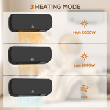 HOMCOM Wall Mounted Electric Heater with 12-Hour Timer, Remote & Overheat Protection – 2000W PTC Ceramic, Black