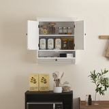 HOMCOM Wall Mounted Bathroom Cabinet with Adjustable Shelf and 3 Compartments – Space-Saving, White