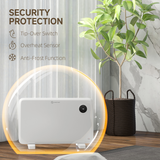 HOMCOM 1200W Electric Convector Heater with Quiet Fanless Design & LED Display – Freestanding or Wall Mounted, White
