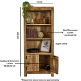 Surrey Solid Mango Wood Bookcase with 2 Doors & 3 Shelves – Living Room & Study Storage