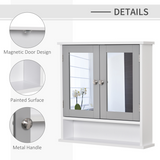 kleankin Wall-Mounted Mirror Cabinet with Double Mirrored Doors and Open Shelf – Bathroom Storage, Grey