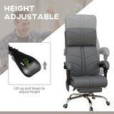 Vinsetto Heated Massage Office Chair with 4-Point Vibration, Footrest & Remote – Grey PU Leather
