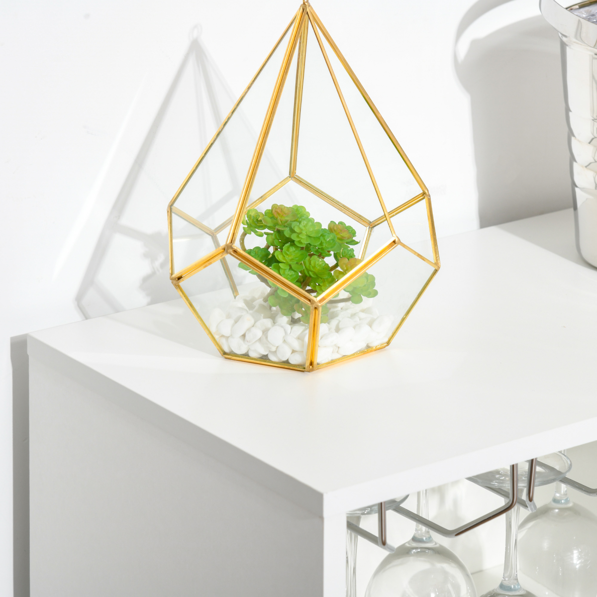 HOMCOM White Sideboard Wine Cabinet with Glass Door, 20-Bottle Rack & Glass Rack