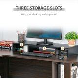 Vinsetto Monitor Stand Riser with Extendable Length 80-117cm and Three-Part Storage – Desk Shelf for Two Laptops