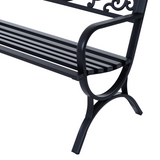 Outsunny Steel Garden Bench, 2-Seater Outdoor Seating with Decorative Backrest – Patio & Garden Furniture, Black