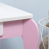 ZONEKIZ Kids Dressing Table with Mirror, Stool & Storage Drawer – Pink Vanity Set for Ages 3-6