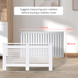 HOMCOM White Slatted MDF Radiator Cover with Top Shelf – 152cm Modern Heater Cabinet