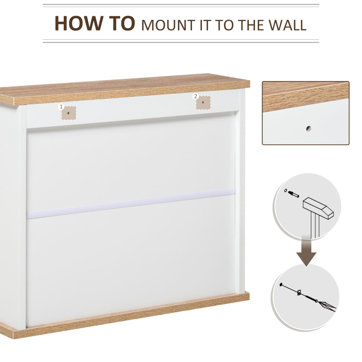 kleankin Wall-Mounted Bathroom Mirror Cabinet with Double Doors & Adjustable Shelf – Space-Saving Storage