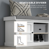 HOMCOM Shoe Storage Bench with Padded Cushion & 2 Cabinets – Hallway Seat, White