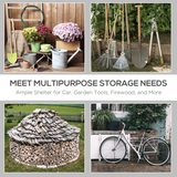 Outsunny Heavy Duty Garden Storage Tent, 2.8 x 2.4 x 2.4m – Bike and Tool Shelter, Dark Grey