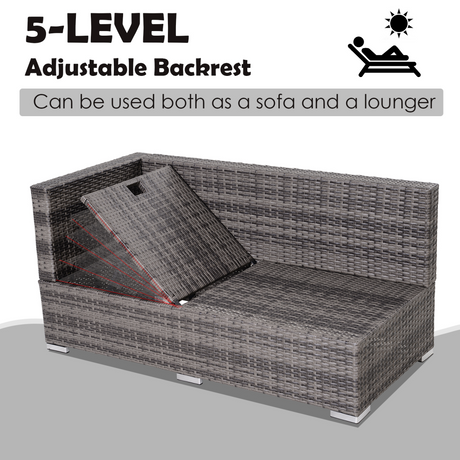 Outsunny Rattan Garden Sofa Set dimensions diagram