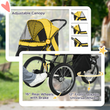 PawHut 3-Wheel Foldable Pet Stroller with Adjustable Canopy – For Small and Medium Dogs and Cats, Yellow