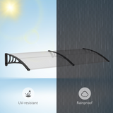 Outsunny Clear Polycarbonate Curved Awning, 80 x 195 x 23cm – Window and Door Canopy, White