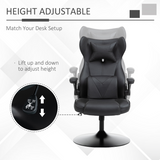 Vinsetto Faux Leather Gaming Chair with Pedestal Base, Adjustable Headrest & Lumbar Support – Black