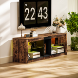 HOMCOM TV Stand with LED Lights & Remote Control – Entertainment Centre for TVs up to 65 Inch, Rustic Brown