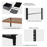 HOMCOM 175 x 83cm Freestanding Coat Rack with Steel Frame, Hanging Rail and Drawers – Black/Brown