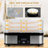 HOMCOM 5-Tier Stainless Steel Food Dehydrator with Timer & LCD – 245W for Fruit, Veg and Jerky