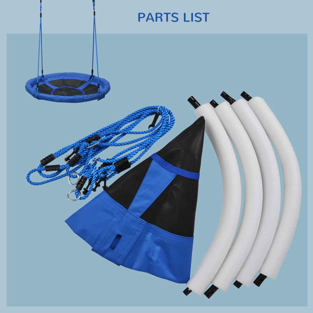 HOMCOM Round Nest Swing for Kids with Steel Frame and Oxford Seat – 100cm Saucer Swing for Playroom