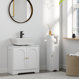 HOMCOM Modern Under Sink Cabinet with U-Shaped Cut-Out for Pedestal & Wall Basins – Bathroom Storage, White