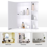HOMCOM Wall-Mounted Bathroom Mirror Cabinet with Open Side Shelves – Spacious Family Storage