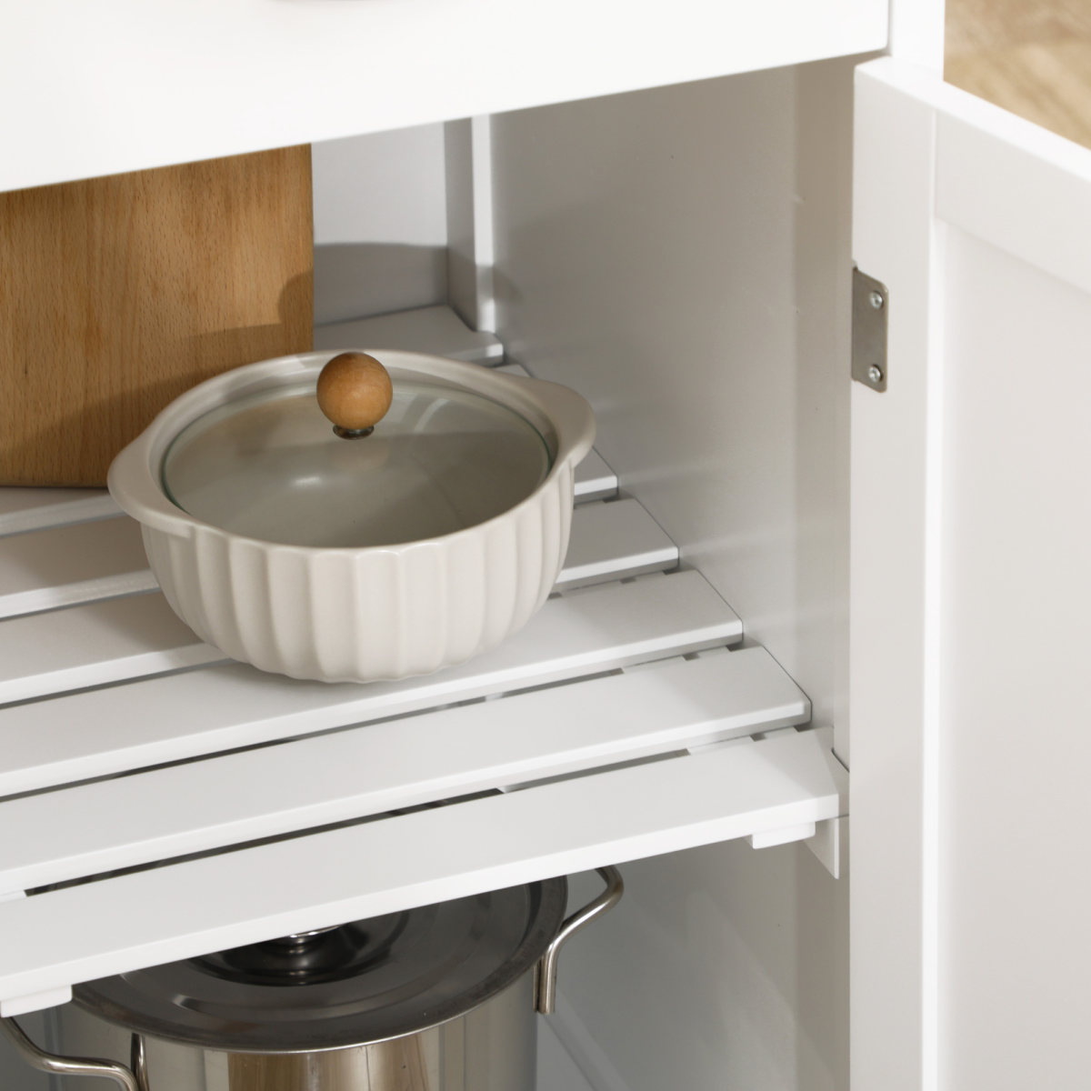 HOMCOM Kitchen Trolley Utility Cart with Wine Rack, Drawer & Shelves – Marble-Effect Top, White
