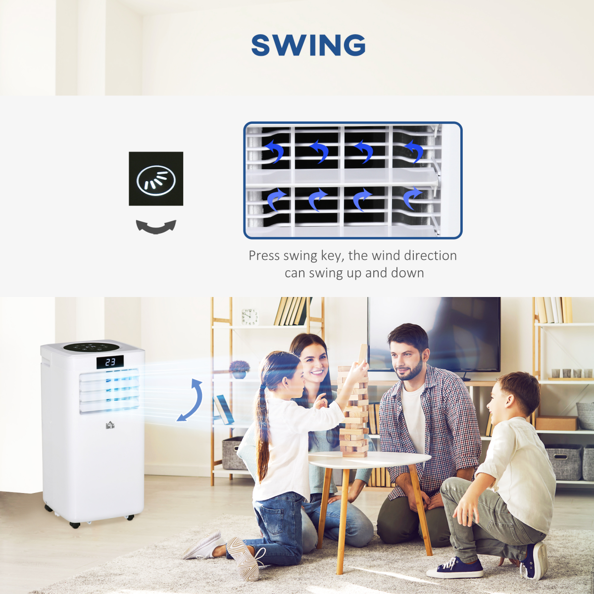HOMCOM 10000 BTU Portable Air Conditioner with Remote, 4 Modes & 24H Timer – Bedroom & Office Cooling