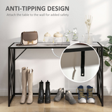 Vintage Industrial Console Table with Metal Frame and Wood-Effect Top – Hallway Sofa Table, Black and Grey