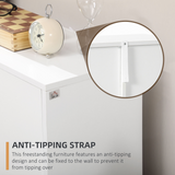 HOMCOM Modern White Storage Cabinet Organiser with 4 Drawers & Side Shelf Cupboard