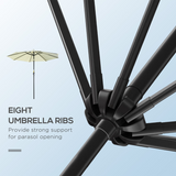 Outsunny 3m Patio Parasol with Tilt & Crank, 8 Ribs & Powder-Coated Steel Pole – Garden Sun Shade, Beige