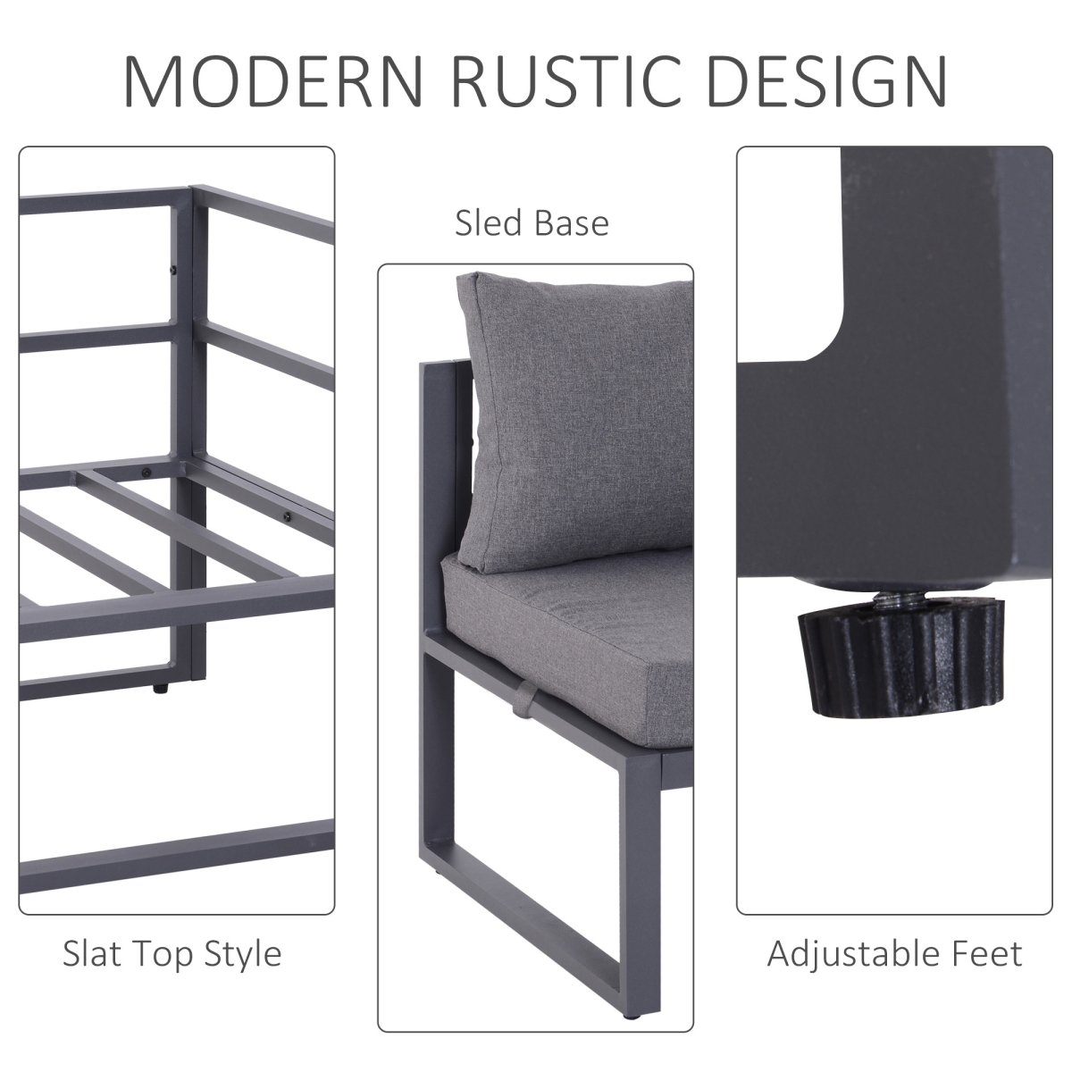 Dimension diagram of the Outsunny 6-piece sectional sofa set