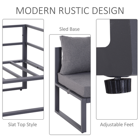 Dimension diagram of the Outsunny 6-piece sectional sofa set