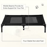 PawHut Large Elevated Pet Cot – Portable Raised Dog Bed for Camping & Outdoors, Black, 92 x 76 cm
