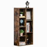 HOMCOM Industrial Cube Bookcase Display Cabinet with 7 Compartments – Metal Frame Storage, Rustic Brown