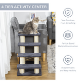 Pawhut Pet Stairs with Plush Covering and Sisal Scratching Posts – Dog and Cat Step Ladder, Particle Board