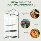 Outsunny 4 Tier Mini Portable Greenhouse with Steel Frame & Clear PVC Cover – Balcony Plant Shelter