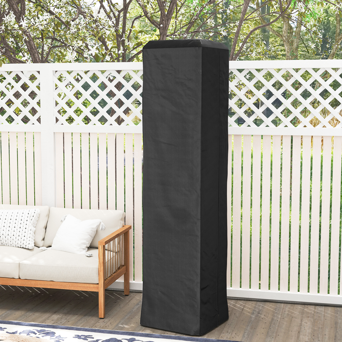 Outsunny Heavy Duty Pyramid Gas Patio Heater Cover with Zip, UPF 30+ Oxford Fabric – Weatherproof, Black