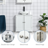 kleankin Under-Sink Storage Cabinet with Adjustable Shelf and Pipe Cut-Out – Bathroom Organiser, White