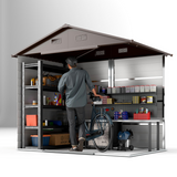 Outsunny 7.7 x 6.4ft Garden Shed with Lockable Sliding Door & Vents – Tool and Bike Storage, Brown