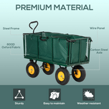 Outsunny Large 4-Wheel Garden Cart with 342L Removable Fabric Bag – 350kg Capacity Trolley, Green