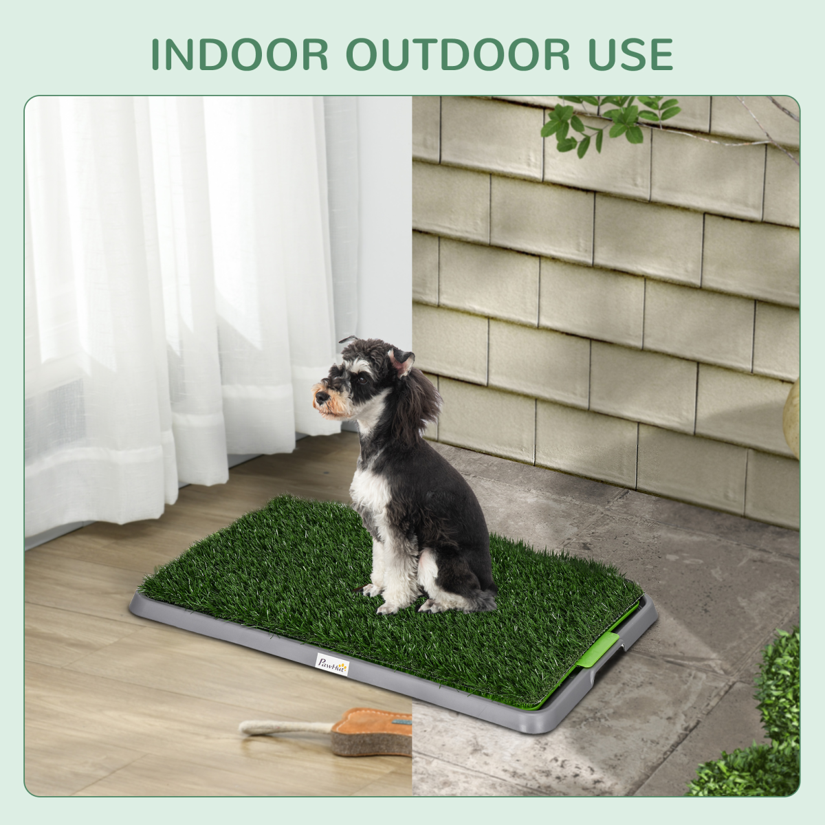 PawHut Dog Toilet with 2 Artificial Grass Pads – Indoor and Outdoor Potty Training Tray, 67 x 41cm, Green