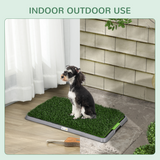 PawHut Dog Toilet with 2 Artificial Grass Pads – Indoor and Outdoor Potty Training Tray, 67 x 41cm, Green
