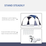 Outsunny 3.5 x 3.5M Dome Gazebo Party Tent with Open Shell & Top Hook – Event Shelter, Blue & Grey