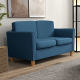 HOMCOM Linen 2 Seater Loveseat Sofa with Padded Armrests – Compact Sofa for Flats & Small Rooms, Blue
