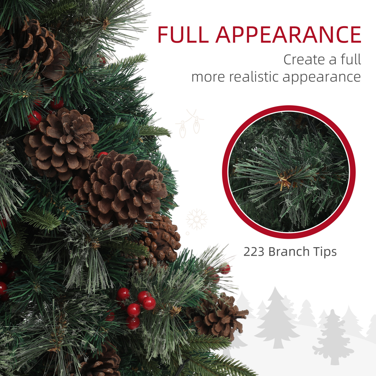 HOMCOM 4ft Artificial Christmas Tree with 60 Warm White LED Lights, Remote & Timer – Indoor Festive Decor, Green