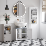 kleankin Pedestal Under-Sink Cabinet with 2 Doors & Adjustable Shelf – Bathroom Storage Vanity Unit, White