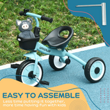 AIYAPLAY Kids Tricycle with Adjustable Seat, Bell & Basket – Ages 2-5 Years, Blue