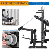 HOMCOM Multi-Exercise Weight Bench with Barbell Rack, Preacher Curl, Leg Extension & Resistance Bands