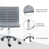 HOMCOM Armless Mid-Back Office Chair with 360° Swivel & Height Adjustment – PU Leather Desk Chair, Light Grey