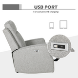 HOMCOM Electric Fabric Recliner Armchair with USB Port & Retractable Footrest – Grey